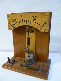 Ältestes Messinstrument unserer Sammlung: Federgalvanometer nach Kohlrausch der Firma Hartmann & Braun Frankfurt/Main (um 1900)