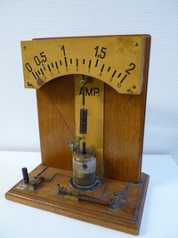Ältestes Messinstrument unserer Sammlung: Federgalvanometer nach Kohlrausch der Firma Hartmann & Braun Frankfurt/Main (um 1900) Ältestes Messinstrument unserer Sammlung: Federgalvanometer nach Kohlrausch der Firma Hartmann & Braun Frankfurt/Main (um 1900)